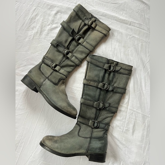 True Vintage buckle boots, tall buckle boots. Genuine leather buckle boots - Picture 2 of 6